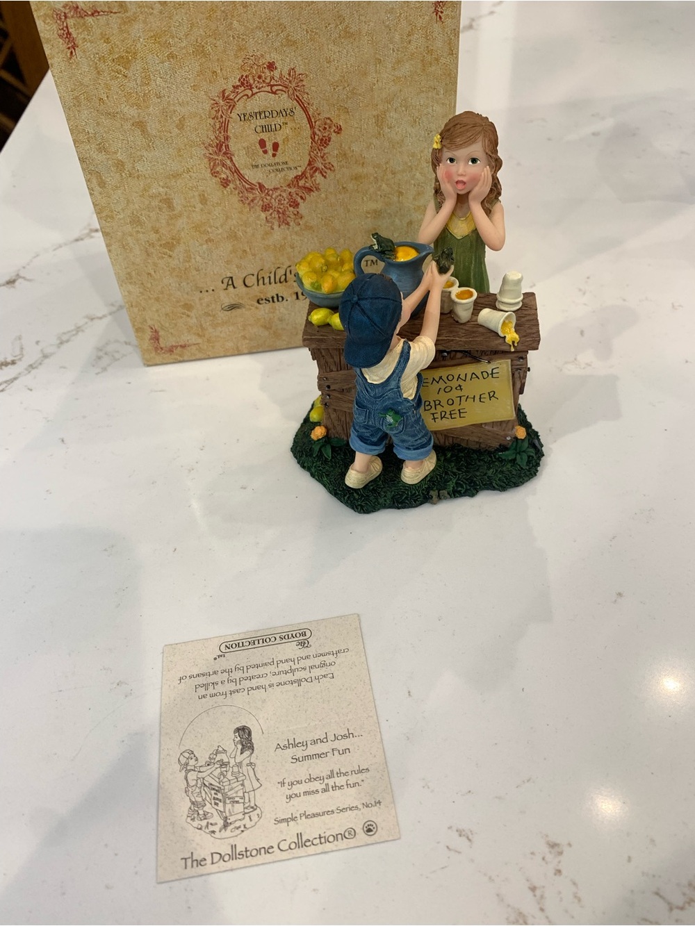 Vintage BOYDS Dollstone Figurine Frogs In Lemonade Stand/ Brother For Sale NEW